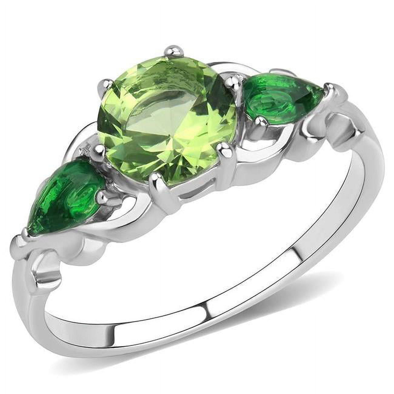 Women No Plating Stainless Steel Ring with Synthetic in Peridot - Size 8