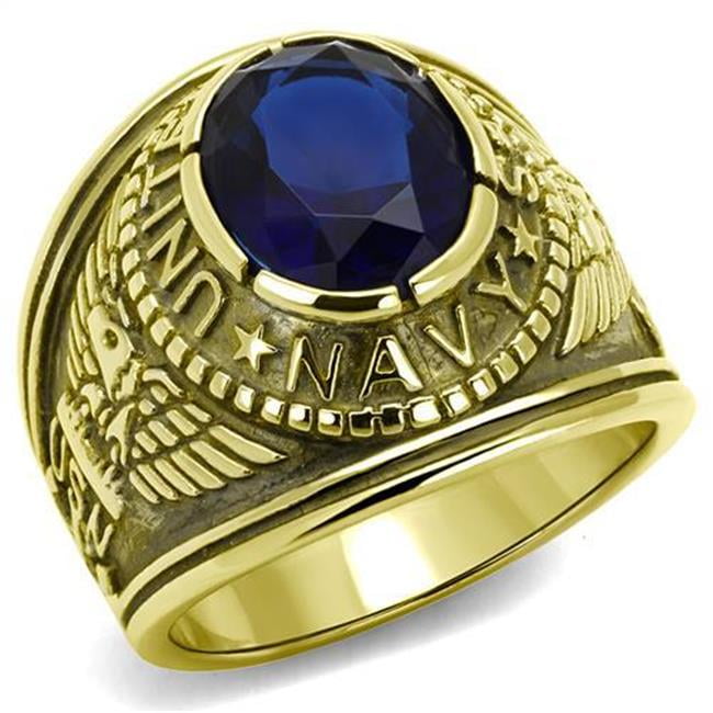 Men IP Gold Stainless Steel Ring with Synthetic in Montana - Size 8