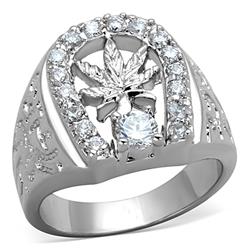 Women Rhodium Brass Ring with AAA Grade CZ in Clear - Size 7