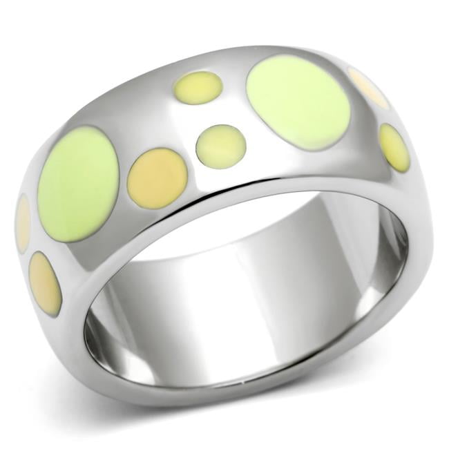 Women High Polished Stainless Steel Ring with Epoxy in Multi Color - Size 9