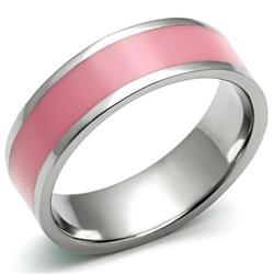 Women High Polished Stainless Steel Ring with Epoxy in Rose - Size 8
