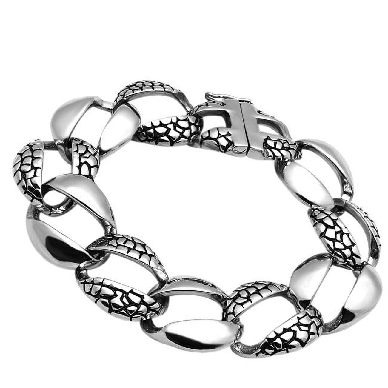 TK565-8.5 Men High Polished Stainless Steel Bracelet with No Stone in No Stone - 8.5 in.