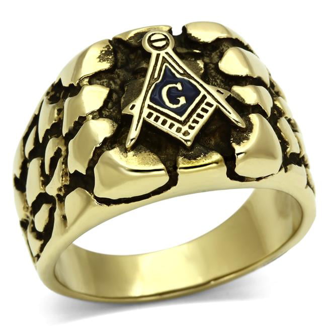 Men IP Gold Stainless Steel Ring with No Stone in No Stone - Size 12