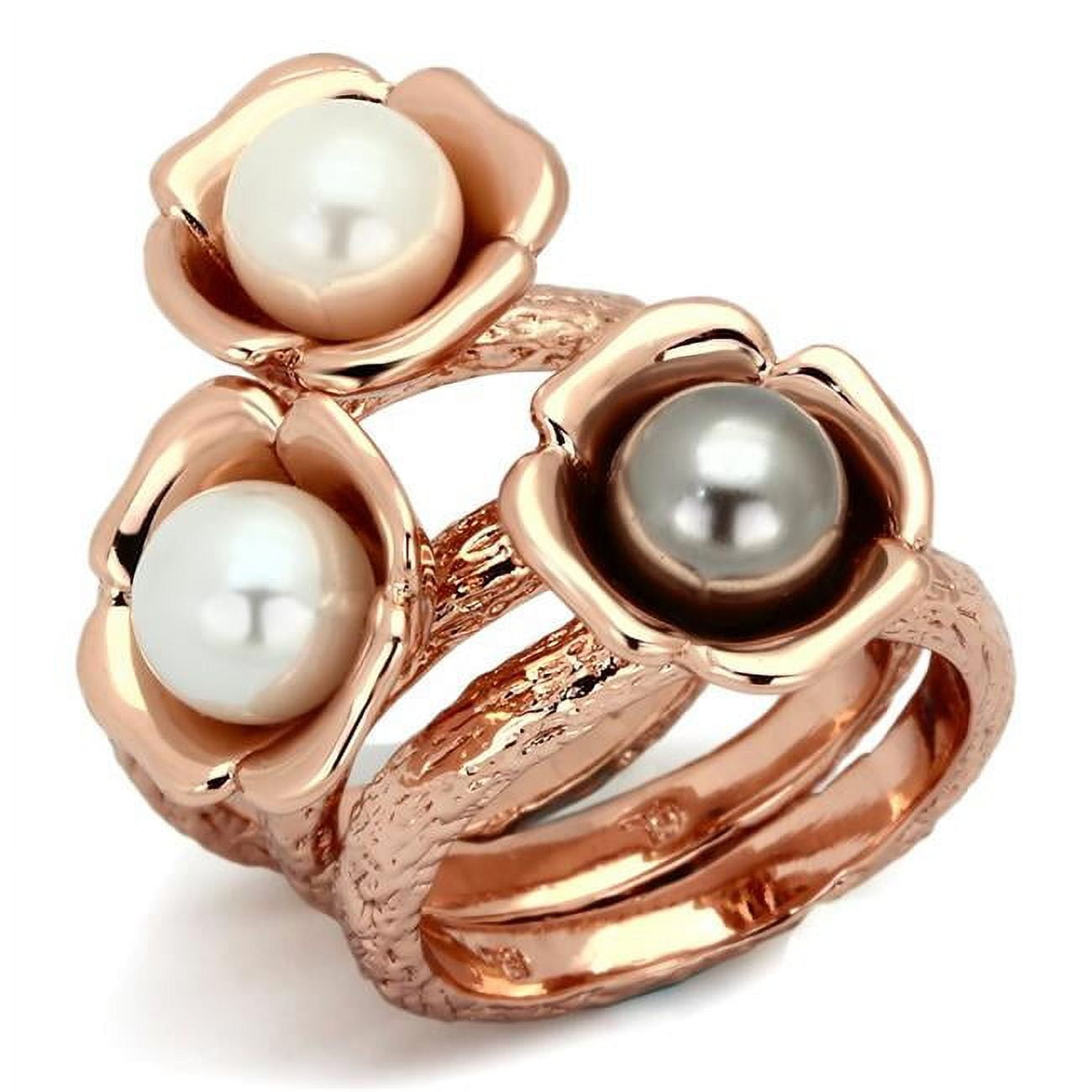 TK852-8 Women IP Rose Gold Stainless Steel Ring with Synthetic in Multi Color - Size 8