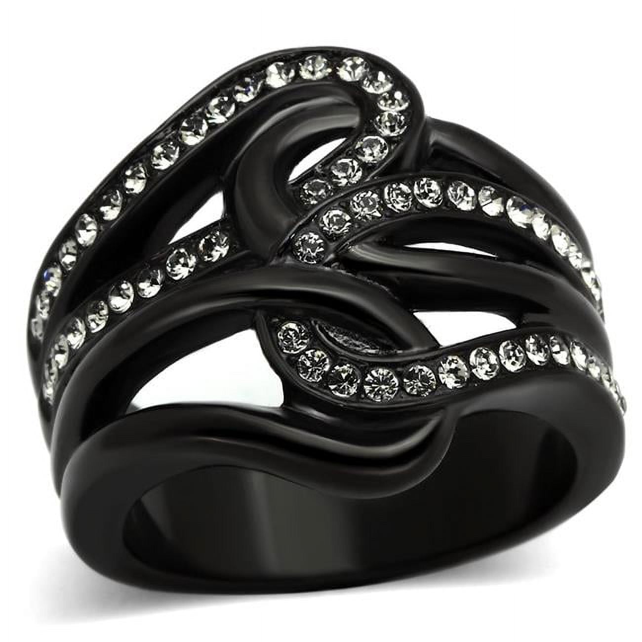 TK978-8 Women IP Black Stainless Steel Ring with Top Grade Crystal in Black Diamond - Size 8