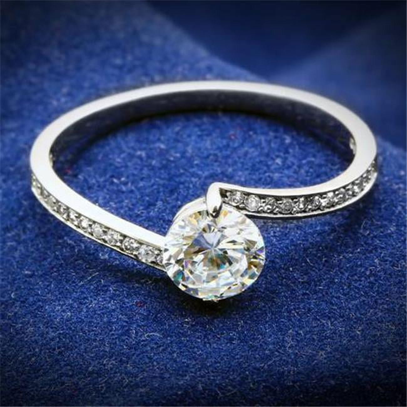 TS057-9 Women Rhodium 925 Sterling Silver Ring with AAA Grade CZ in Clear - Size 9
