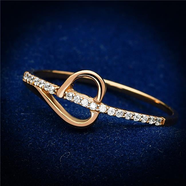 Women Rose Gold 925 Sterling Silver Ring with AAA Grade CZ in Clear - Size 9