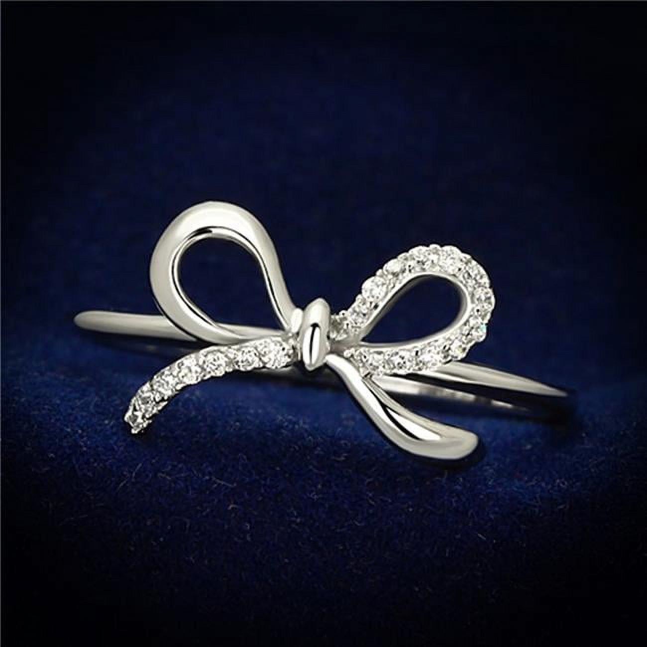 TS109-7 Women Rhodium 925 Sterling Silver Ring with AAA Grade CZ in Clear - Size 7
