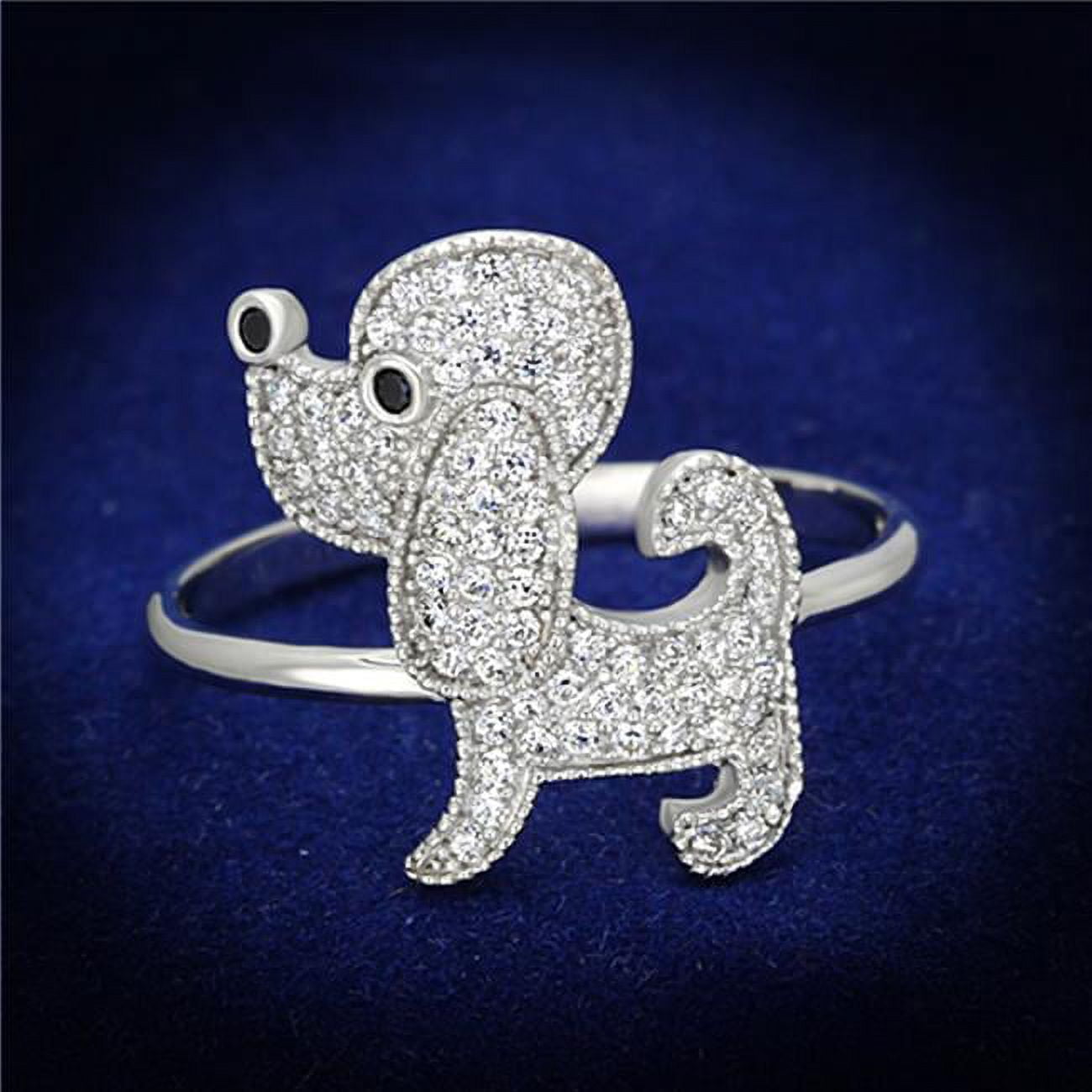 TS115-6 Women Rhodium 925 Sterling Silver Ring with AAA Grade CZ in Black Diamond - Size 6