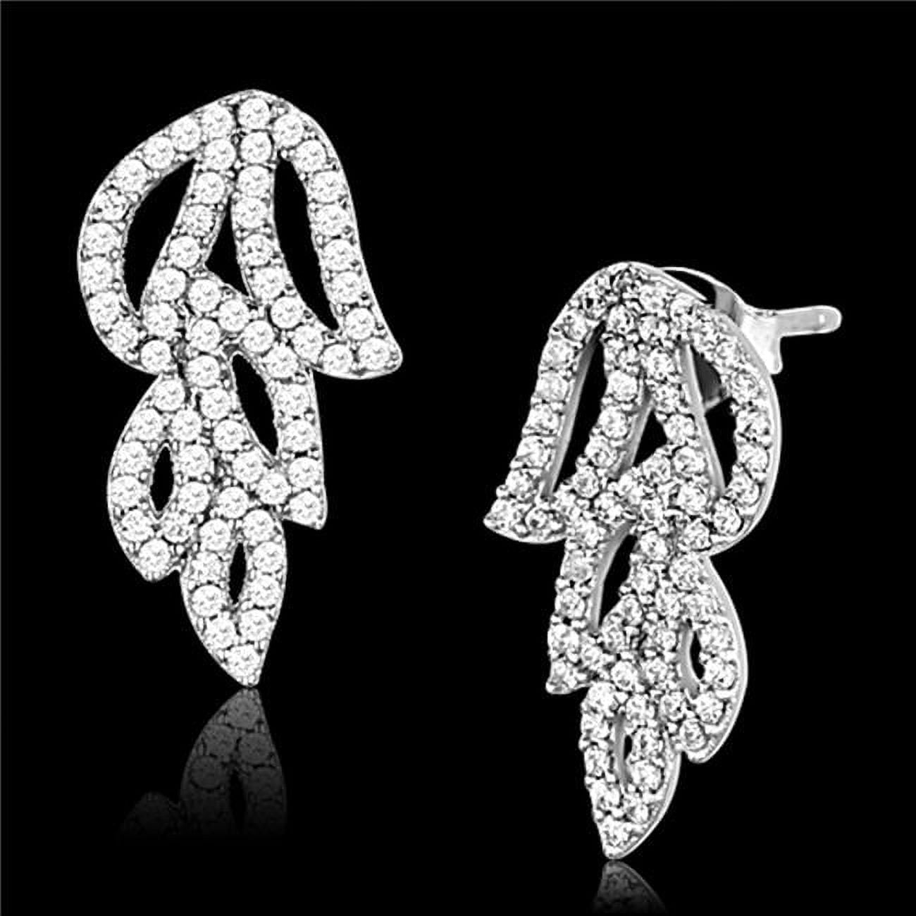 TS117 Women Rhodium 925 Sterling Silver Earrings with AAA Grade CZ in Clear