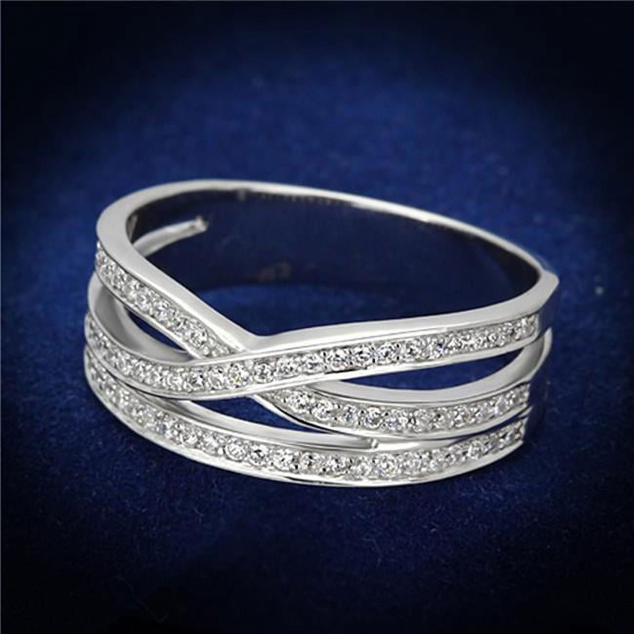 TS131-7 Women Rhodium 925 Sterling Silver Ring with AAA Grade CZ in Clear - Size 7