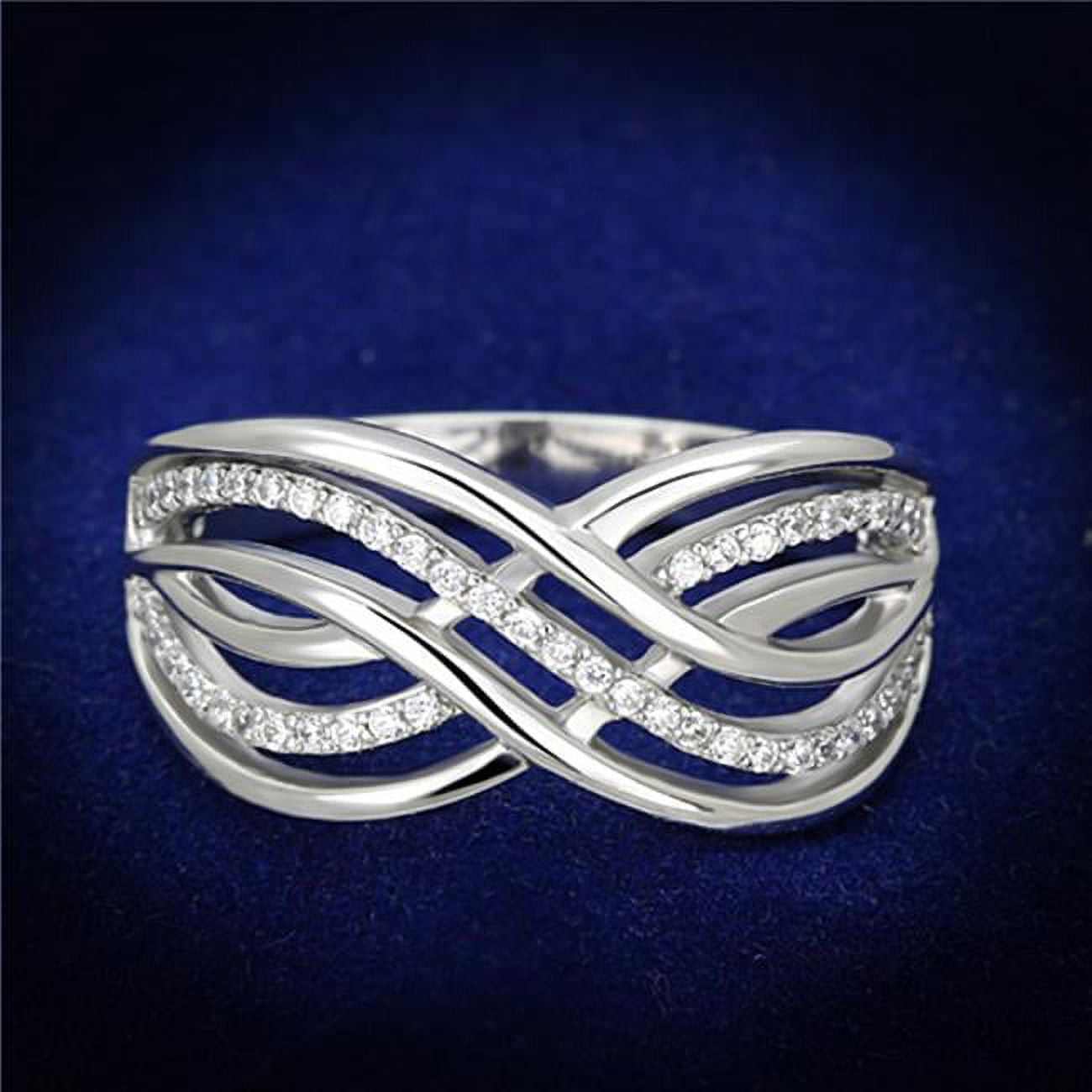 TS132-5 Women Rhodium 925 Sterling Silver Ring with AAA Grade CZ in Clear - Size 5