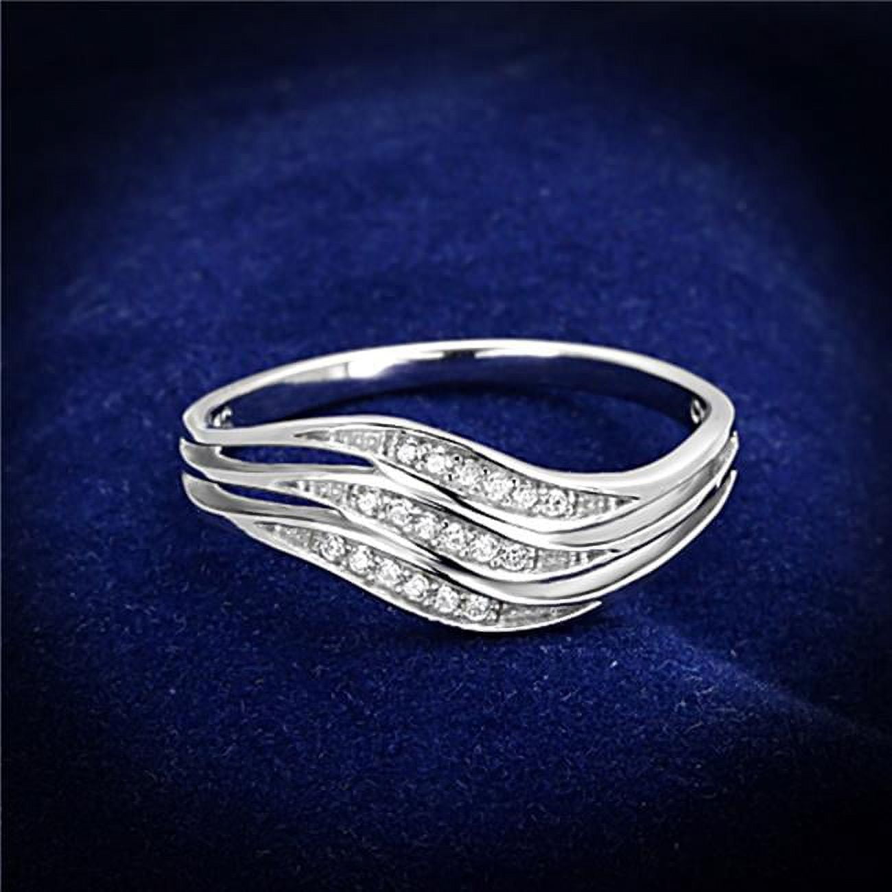 TS143-5 Women Rhodium 925 Sterling Silver Ring with AAA Grade CZ in Clear - Size 5