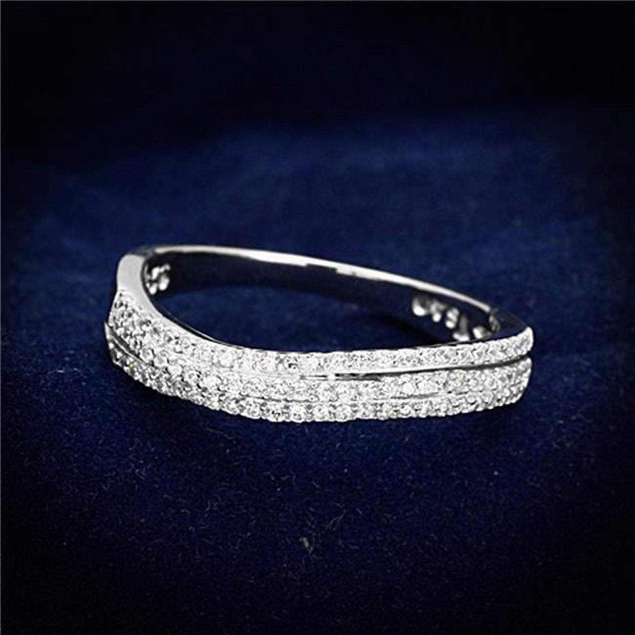 TS173-8 Women Rhodium 925 Sterling Silver Ring with AAA Grade CZ in Clear - Size 8