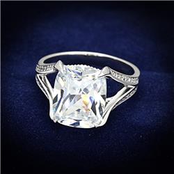 TS174-6 Women Rhodium 925 Sterling Silver Ring with AAA Grade CZ in Clear - Size 6
