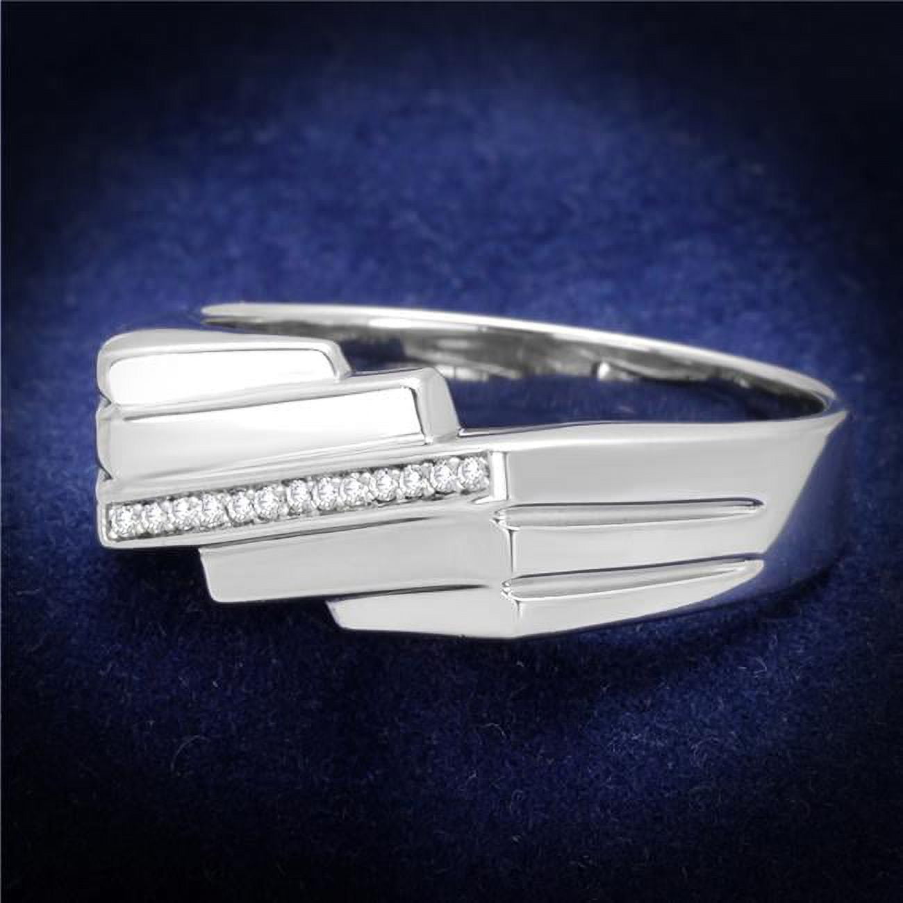 Men Rhodium 925 Sterling Silver Ring with AAA Grade CZ in Clear - Size 10