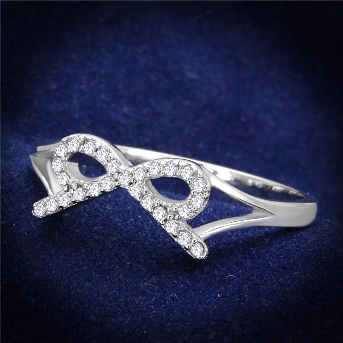 TS259-9 Women Rhodium 925 Sterling Silver Ring with AAA Grade CZ in Clear - Size 9