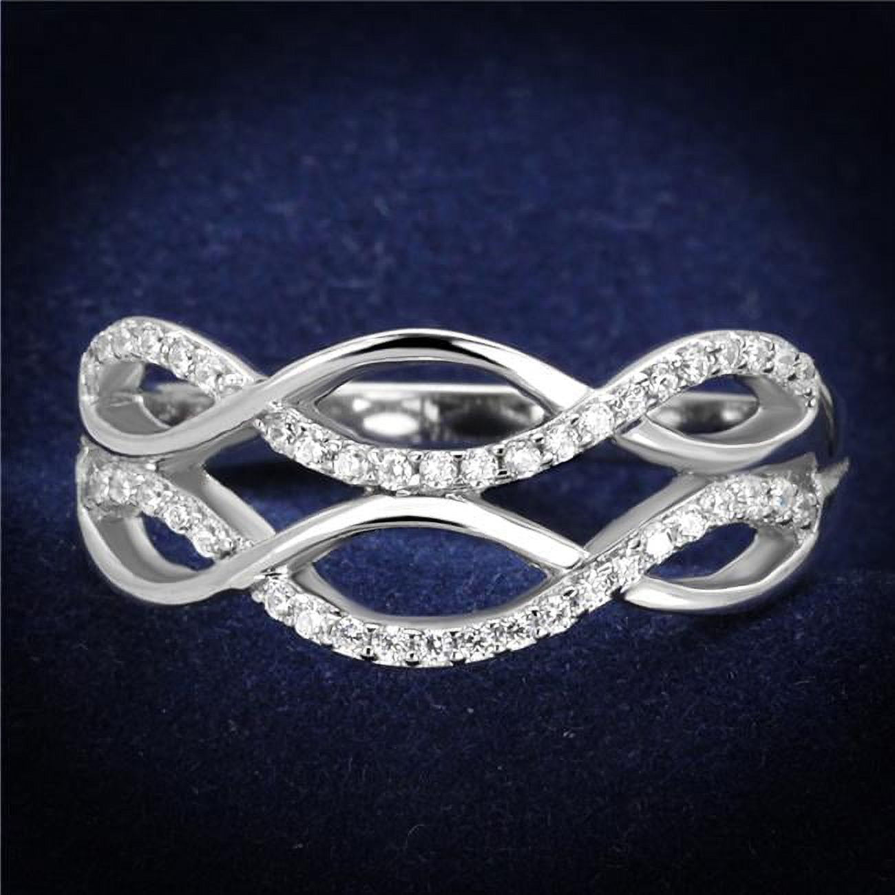 TS266-6 Women Rhodium 925 Sterling Silver Ring with AAA Grade CZ in Clear - Size 6