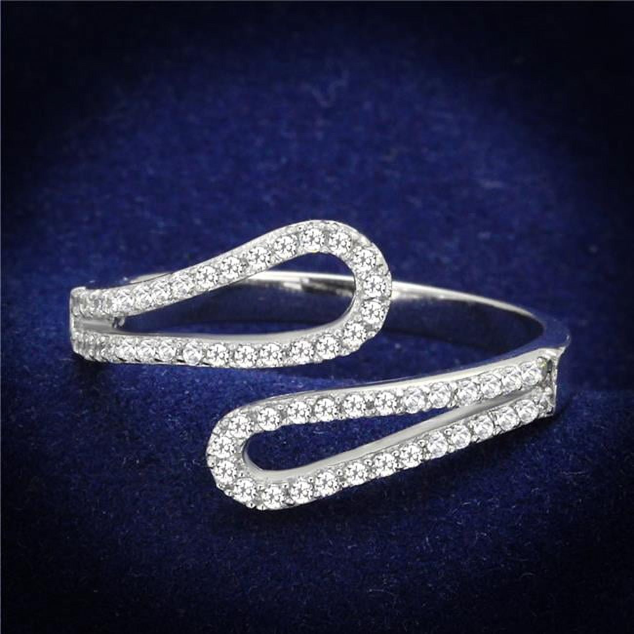 TS267-8 Women Rhodium 925 Sterling Silver Ring with AAA Grade CZ in Clear - Size 8