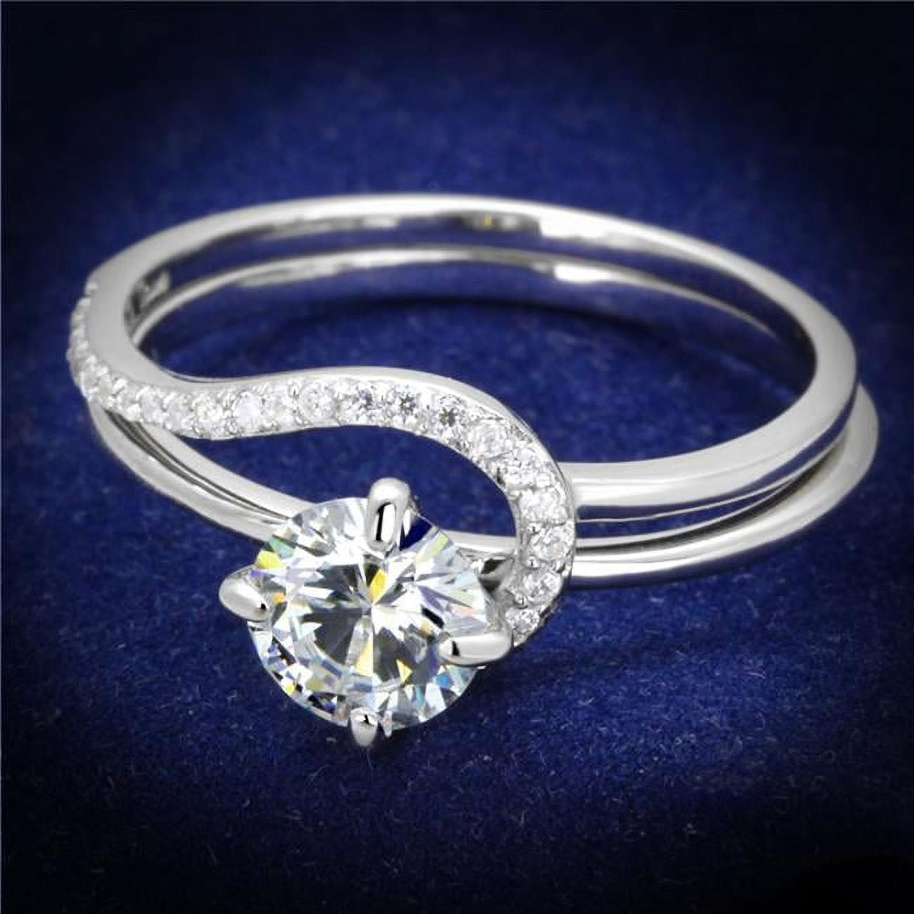 TS336-6 Women Rhodium 925 Sterling Silver Ring with AAA Grade CZ in Clear - Size 6