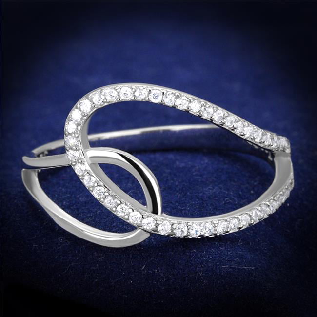 TS358-6 Women Rhodium 925 Sterling Silver Ring with AAA Grade CZ in Clear - Size 6