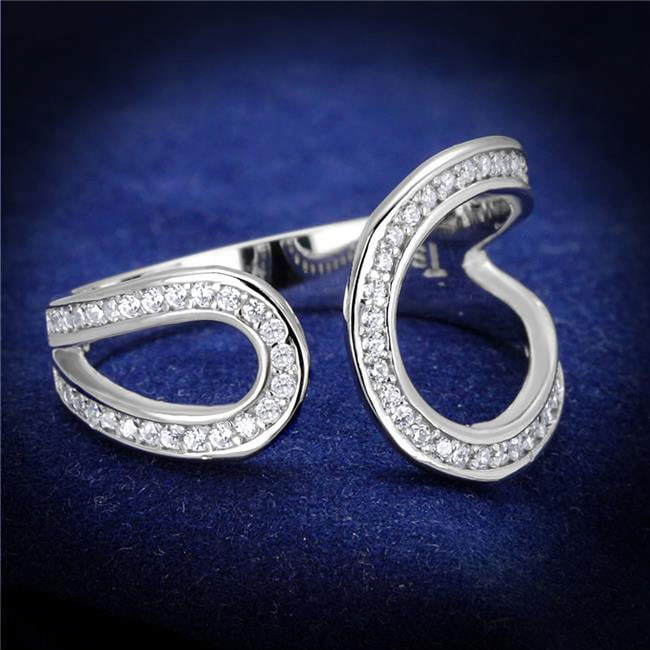 TS359-6 Women Rhodium 925 Sterling Silver Ring with AAA Grade CZ in Clear - Size 6