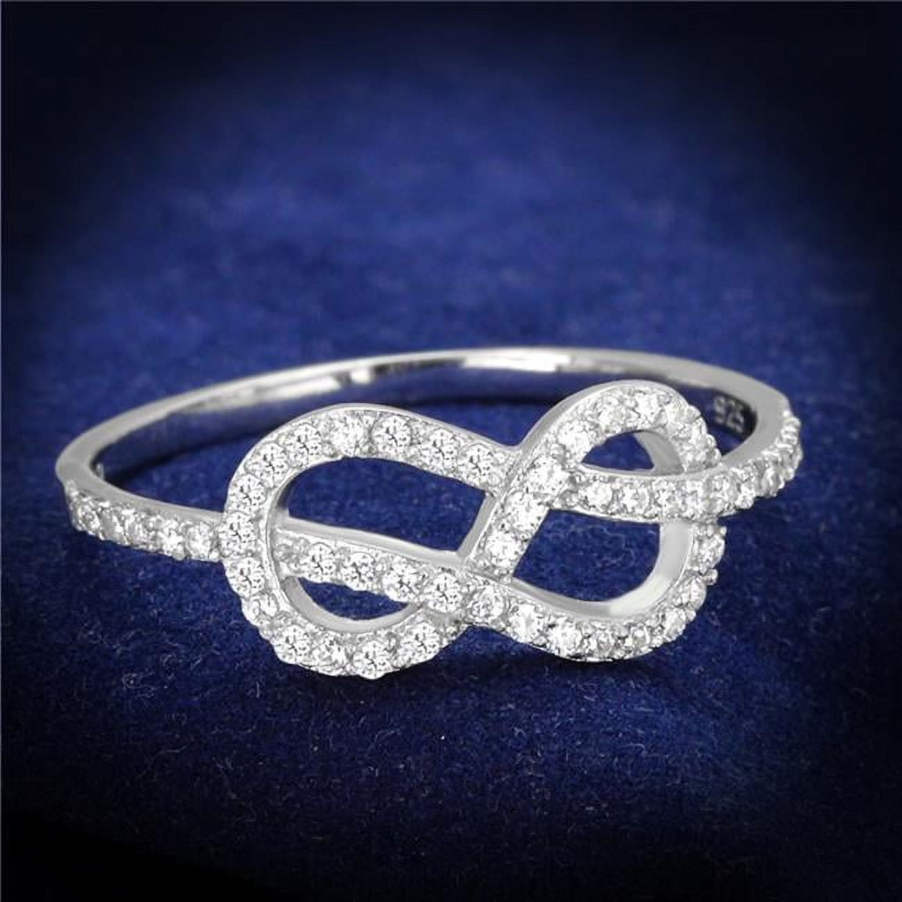 TS360-7 Women Rhodium 925 Sterling Silver Ring with AAA Grade CZ in Clear - Size 7