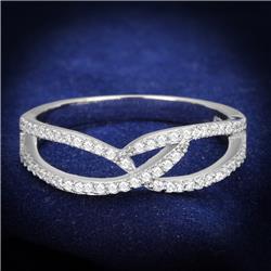 TS365-5 Women Rhodium 925 Sterling Silver Ring with AAA Grade CZ in Clear - Size 5