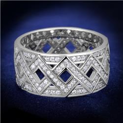 Women Rhodium 925 Sterling Silver Ring with AAA Grade CZ in Clear - Size 7