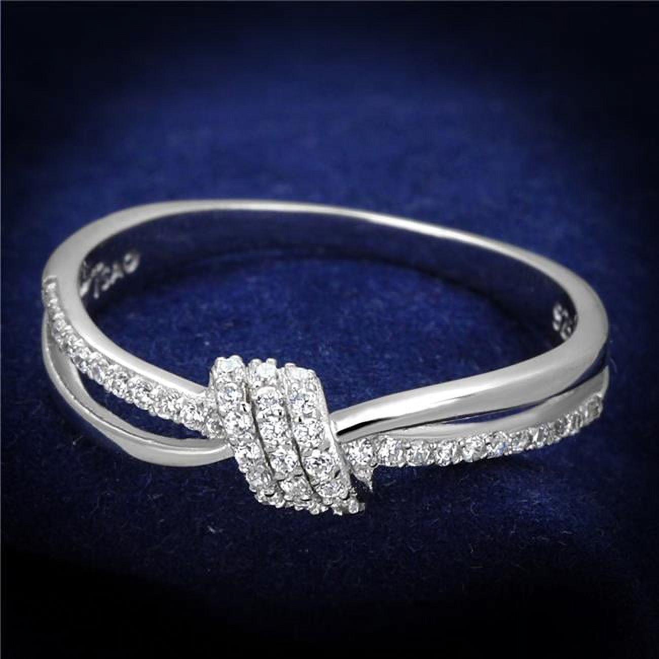 TS435-6 Women Rhodium 925 Sterling Silver Ring with AAA Grade CZ in Clear - Size 6