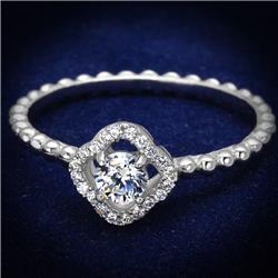 TS462-7 Women Rhodium 925 Sterling Silver Ring with AAA Grade CZ in Clear - Size 7
