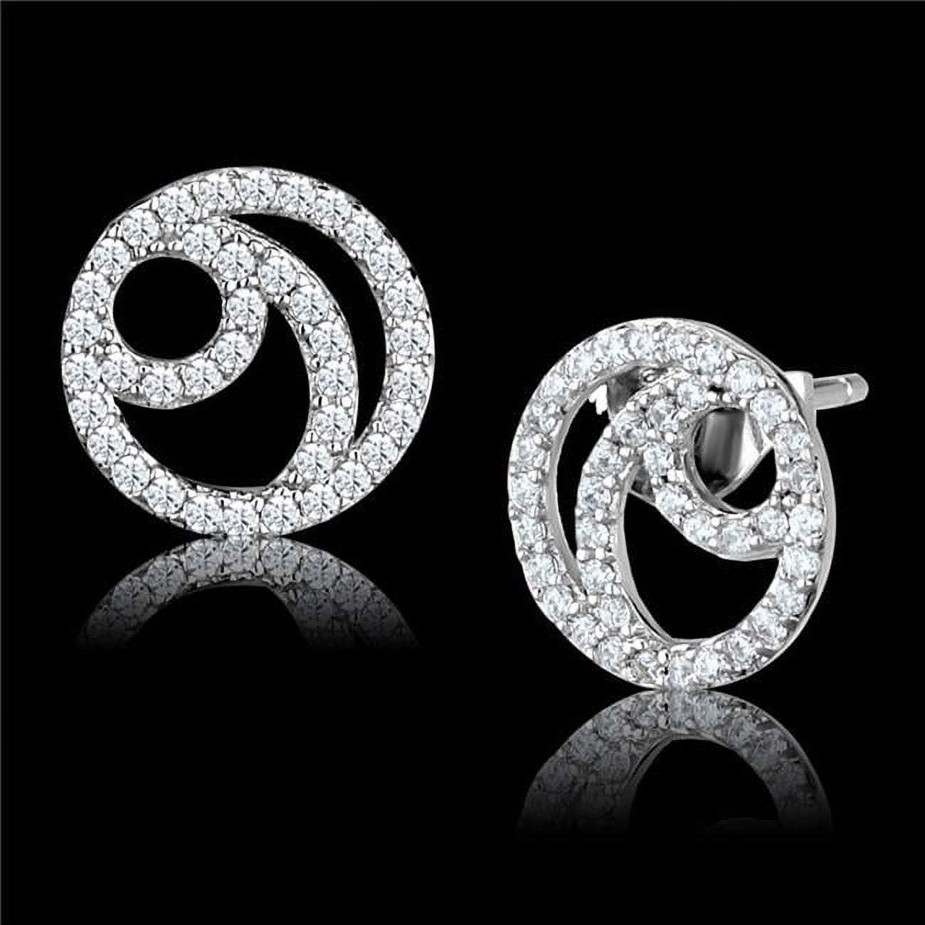 Women Rhodium 925 Sterling Silver Earrings with AAA Grade CZ in Clear