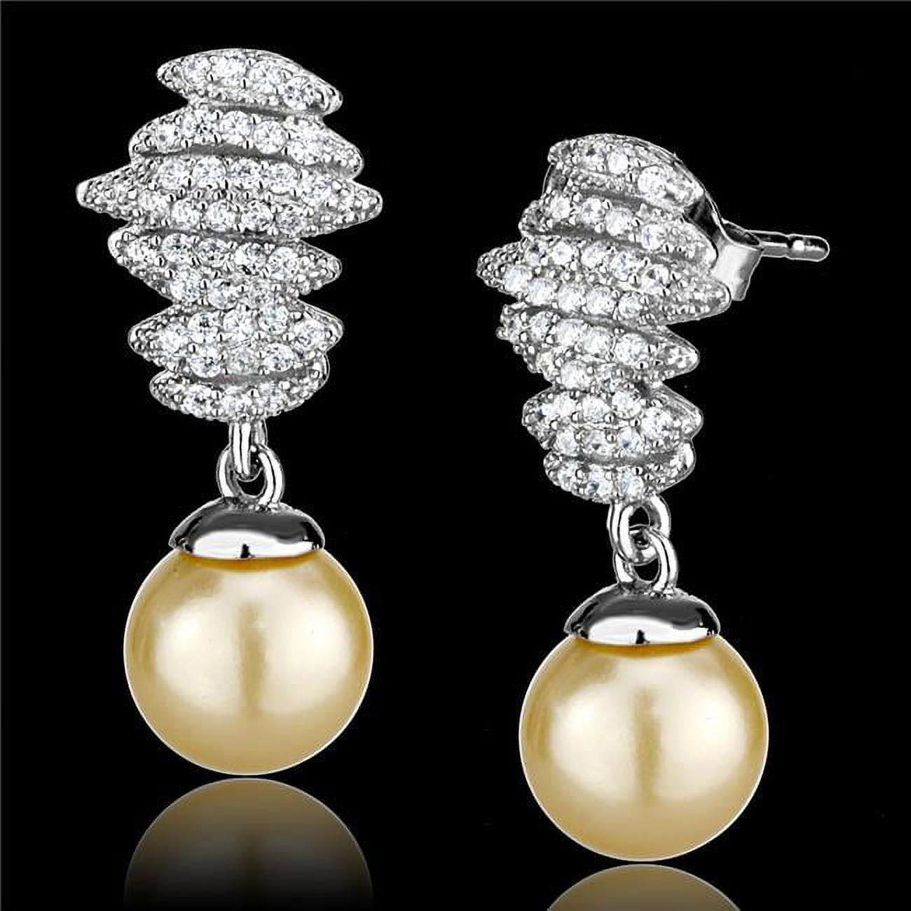 TS531 Women Rhodium 925 Sterling Silver Earrings with Synthetic in Topaz