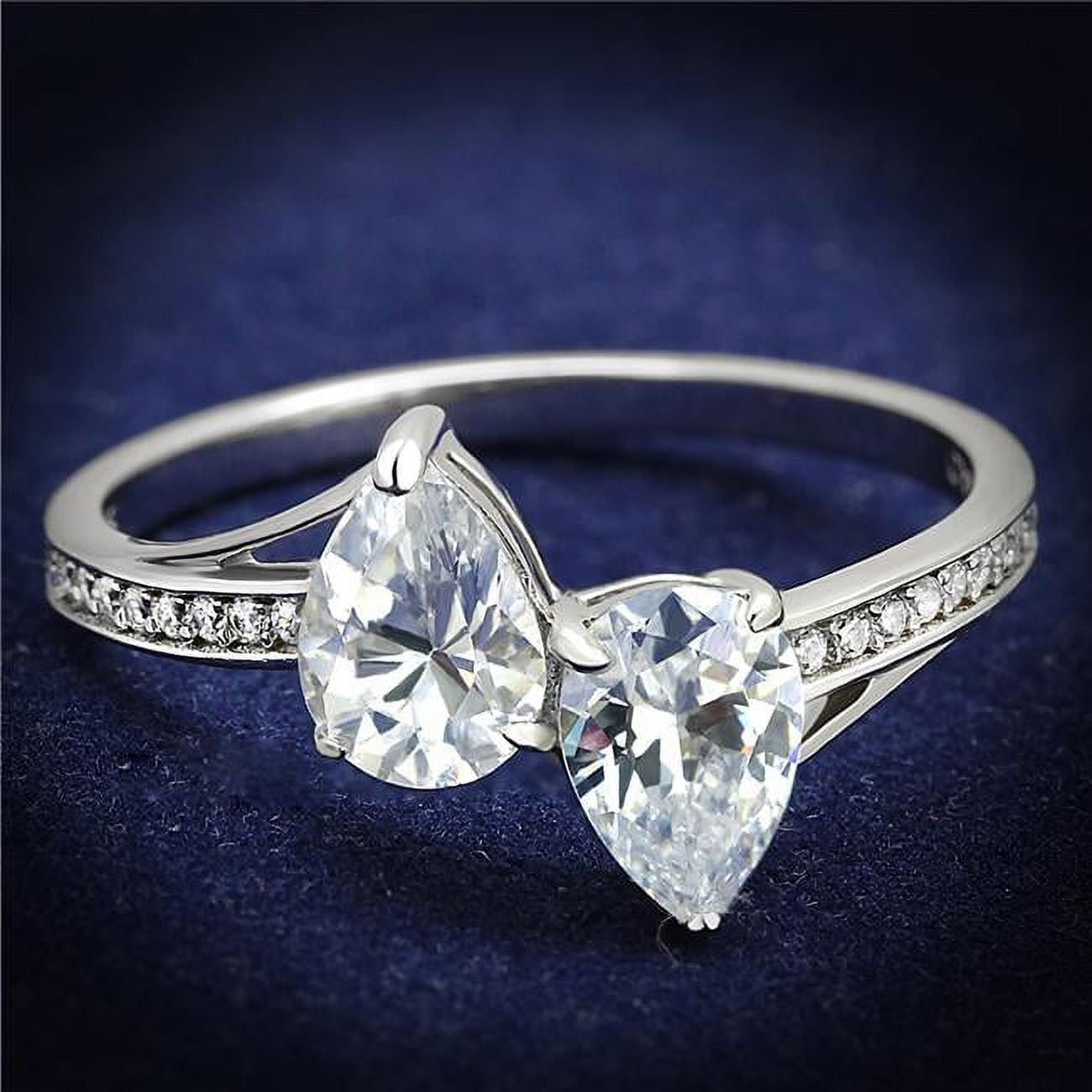 TS578-8 Women Rhodium 925 Sterling Silver Ring with AAA Grade CZ in Clear - Size 8