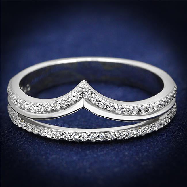 TS582-7 Women Rhodium 925 Sterling Silver Ring with AAA Grade CZ in Clear - Size 7