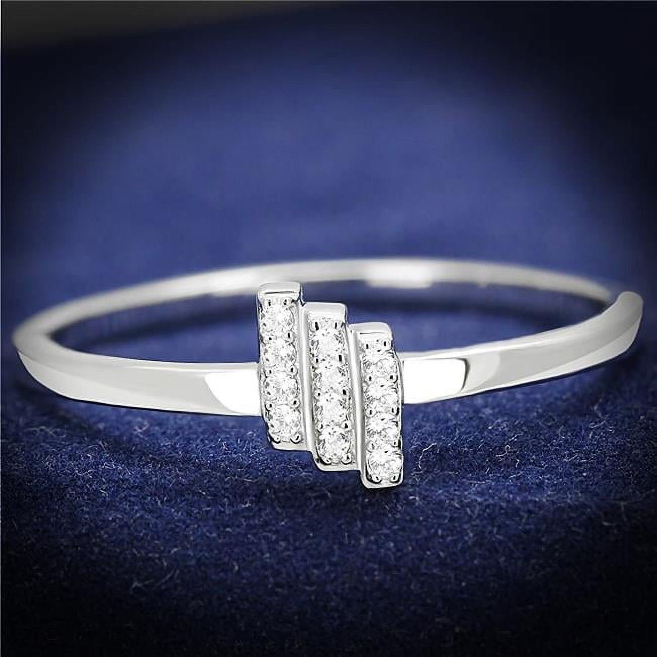 TS584-7 Women Rhodium 925 Sterling Silver Ring with AAA Grade CZ in Clear - Size 7