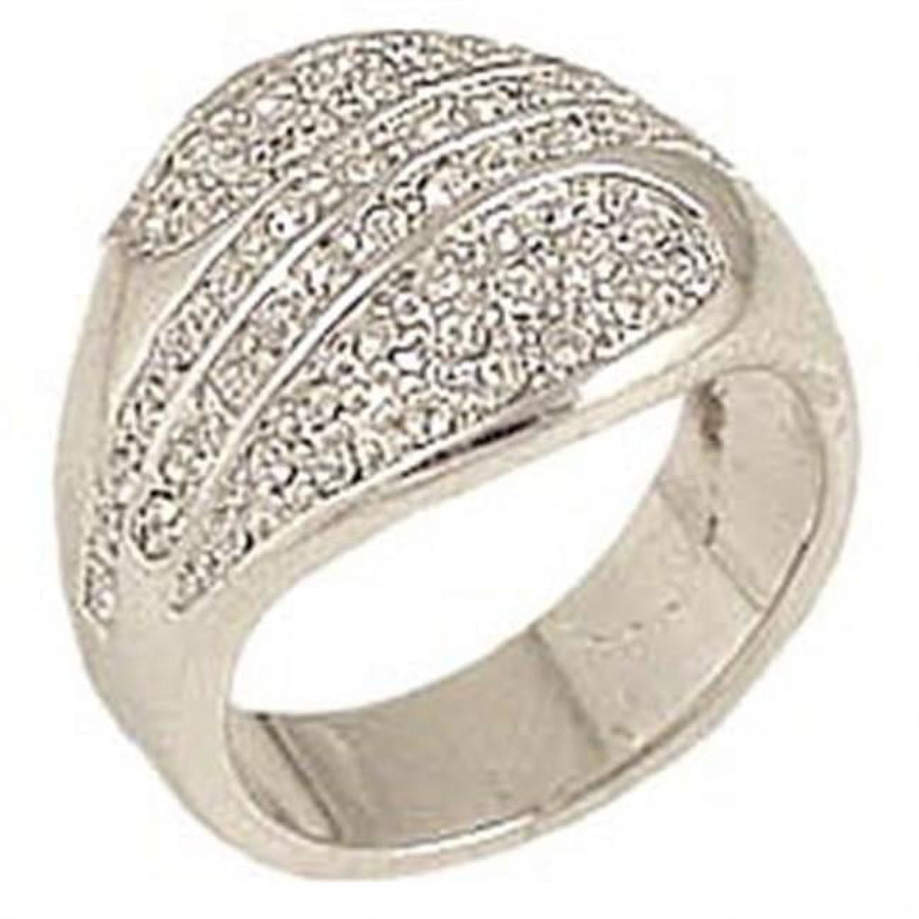 Picture of Alamode 0C212-6 Women Rhodium Brass Ring with Top Grade Crystal in Clear - Size 6