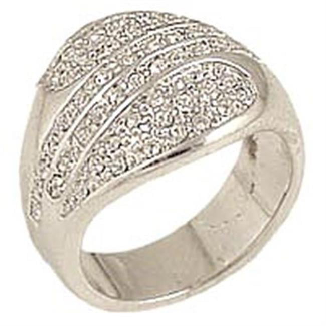 Picture of Alamode 0C212-7 Women Rhodium Brass Ring with Top Grade Crystal in Clear - Size 7