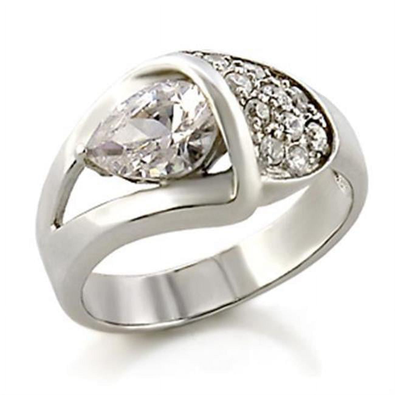 32128-7 Women High-Polished 925 Sterling Silver Ring with AAA Grade CZ in Clear - Size 7