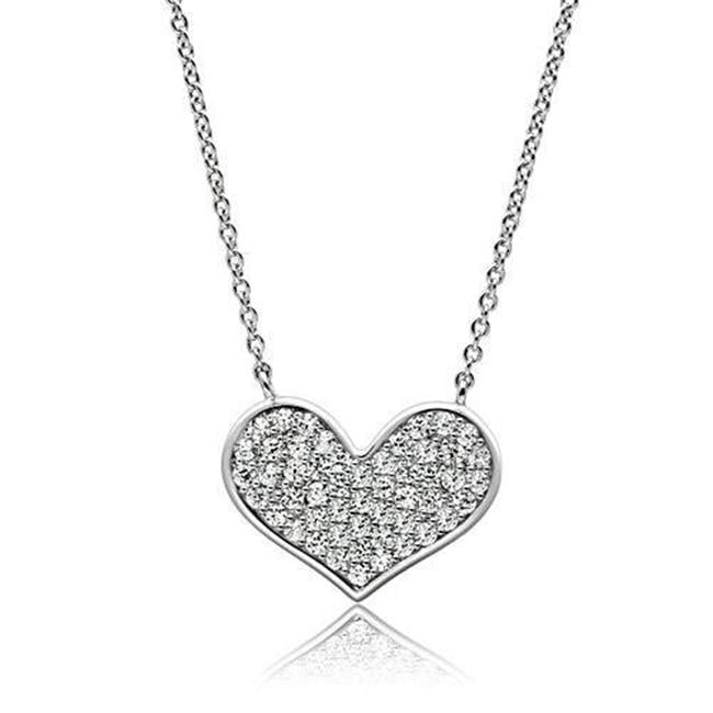 Picture of Alamode 3W076-16 Women Rhodium Brass Necklace with AAA Grade CZ in Clear - 16 in.