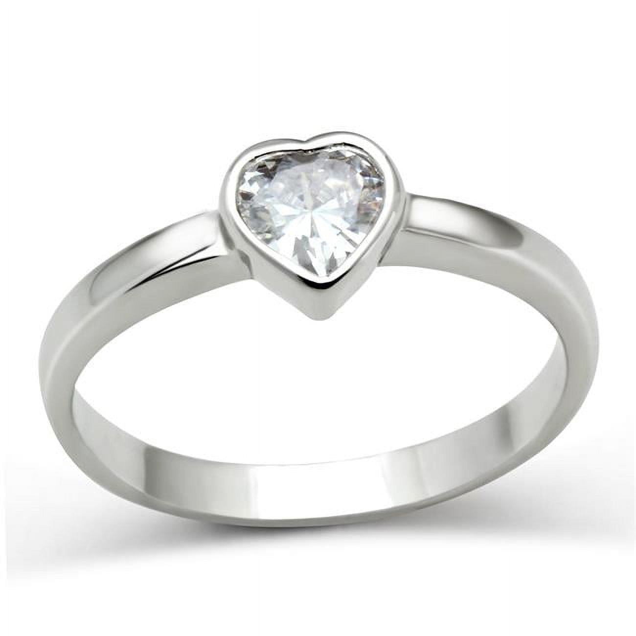 Women Rhodium Brass Ring with AAA Grade CZ in Clear - Size 5