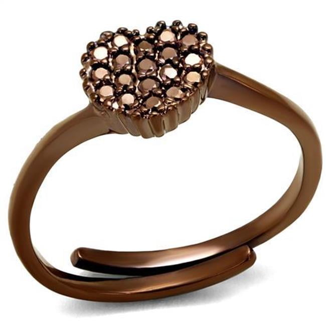 Women IP Coffee Light Brass Ring with AAA Grade CZ in Light Coffee - Size 8