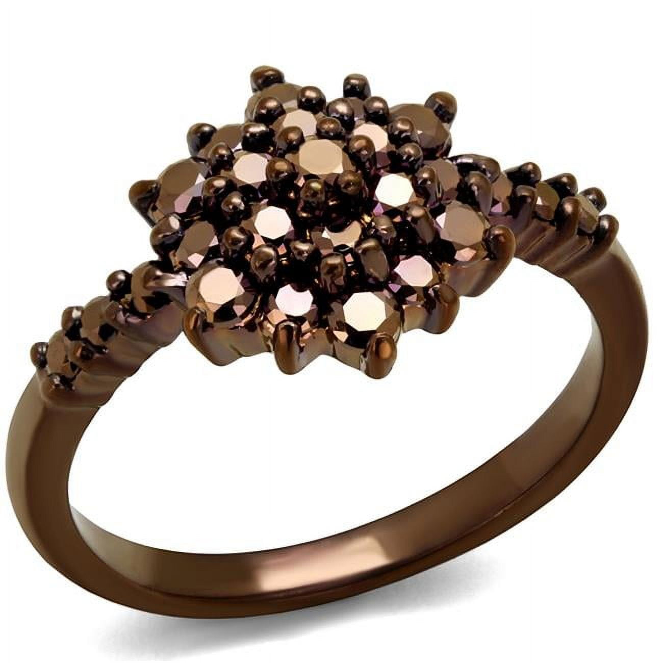 Women IP Coffee Light Brass Ring with AAA Grade CZ in Light Coffee - Size 6