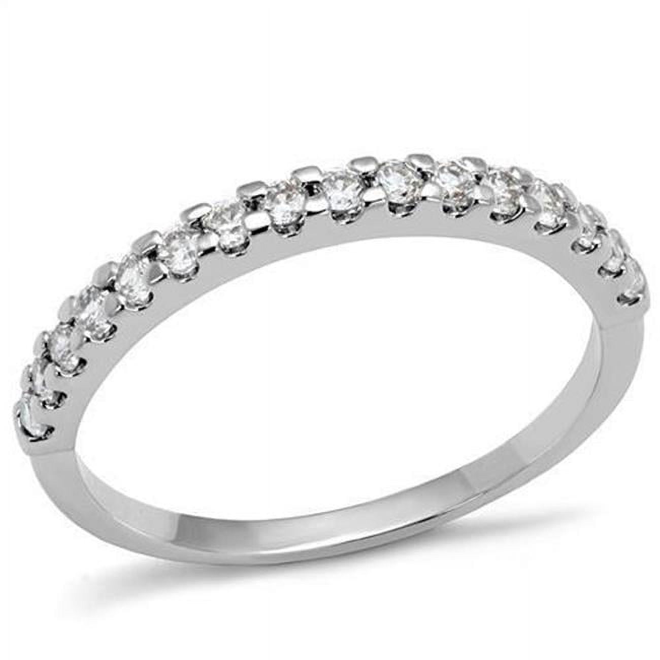Women Rhodium Brass Ring with AAA Grade CZ in Clear - Size 7