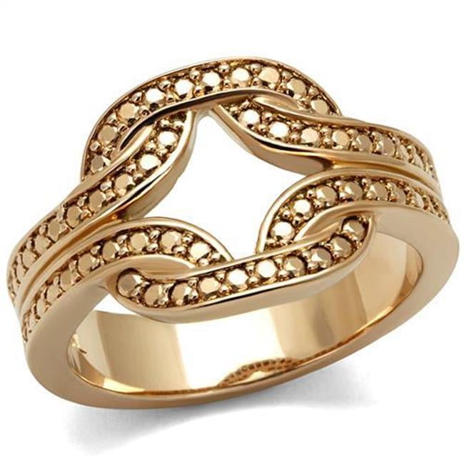 3W1336-6 Women IP Rose Gold Brass Ring with AAA Grade CZ in Metallic Light Gold - Size 6