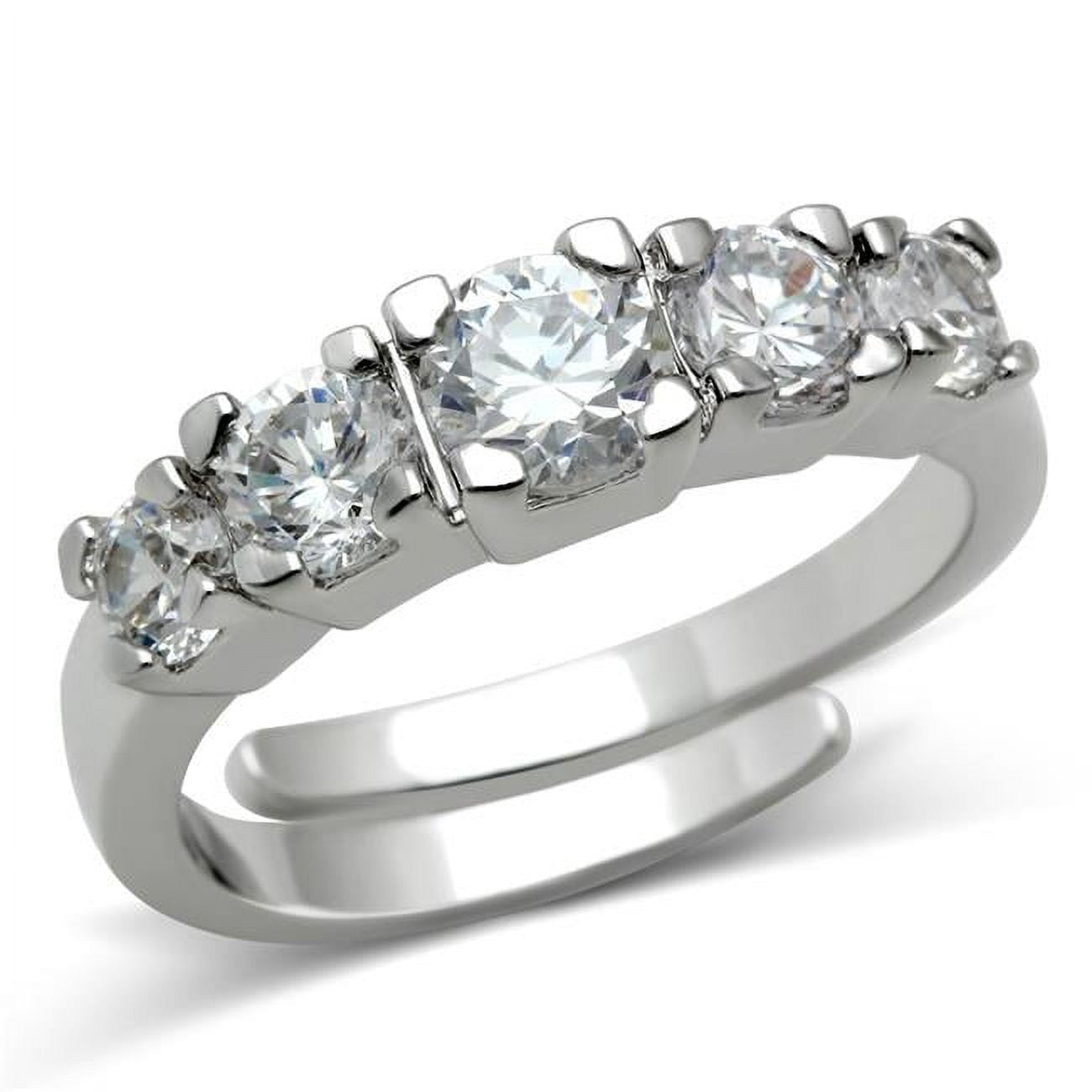 Women Rhodium Brass Ring with AAA Grade CZ in Clear - Size 9