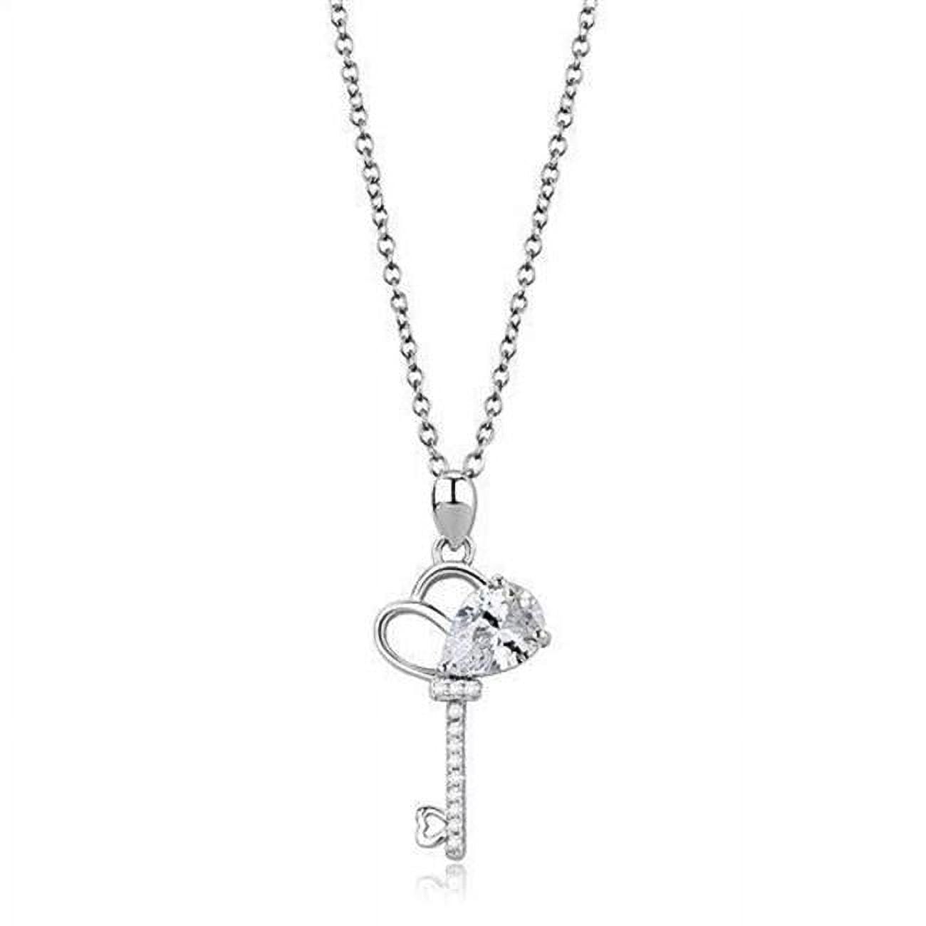 Picture of Alamode 3W1380-16Plus2 Women Rhodium 925 Sterling Silver Chain Pendant with AAA Grade CZ in Clear - 16 & 2 in.