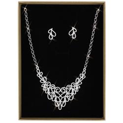 Picture of Alamode 3W1426-16.5 Women Rhodium Brass Jewelry Sets with AAA Grade CZ in Clear - 16.5 in.