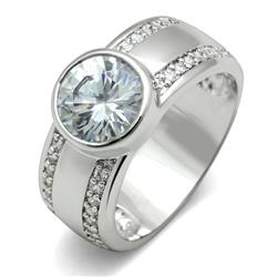 Women Rhodium Brass Ring with AAA Grade CZ in Clear - Size 7