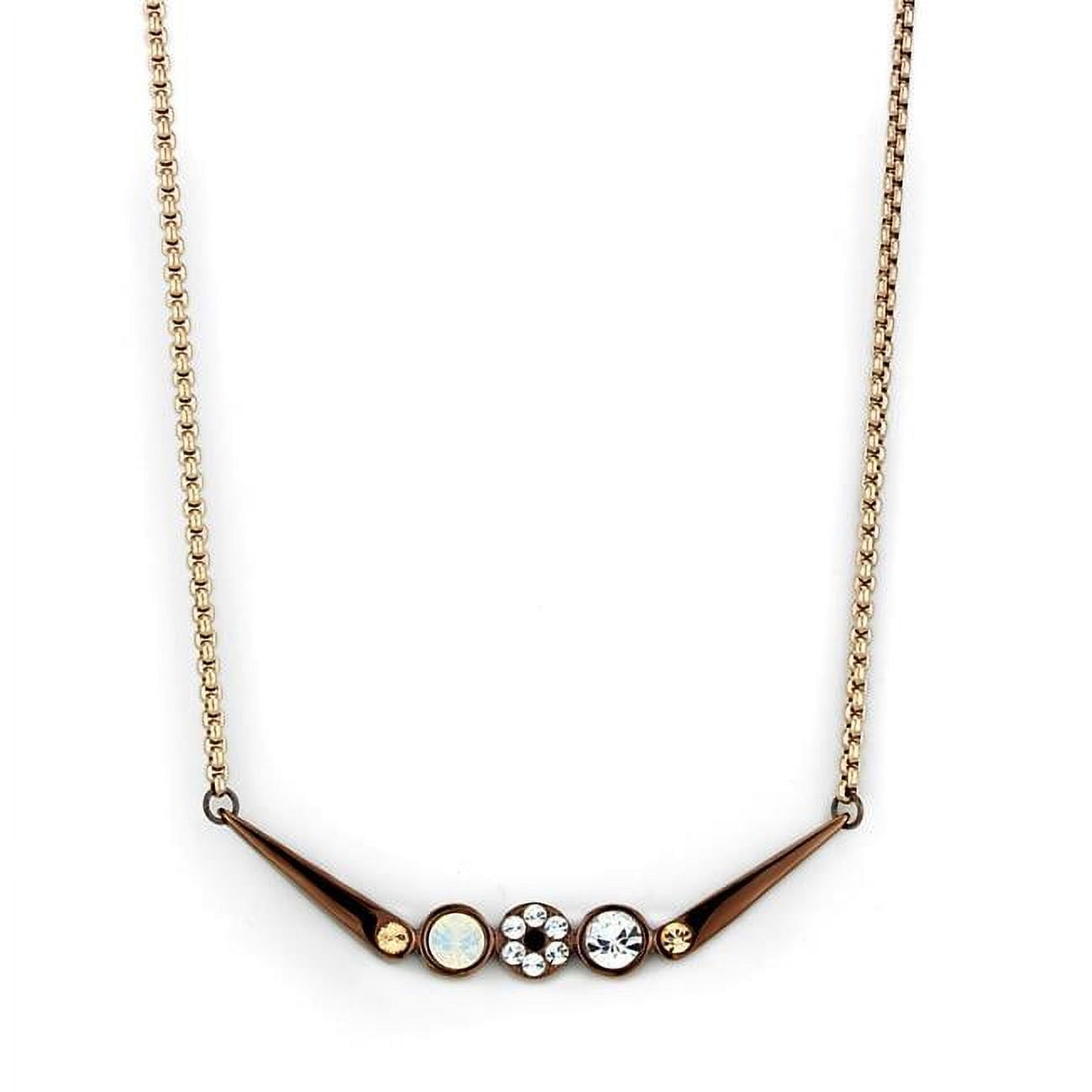Women IP Rose Gold & IP Light Coffee Stainless Steel Necklace with Top Grade Crystal in Multi Color - 18 in.